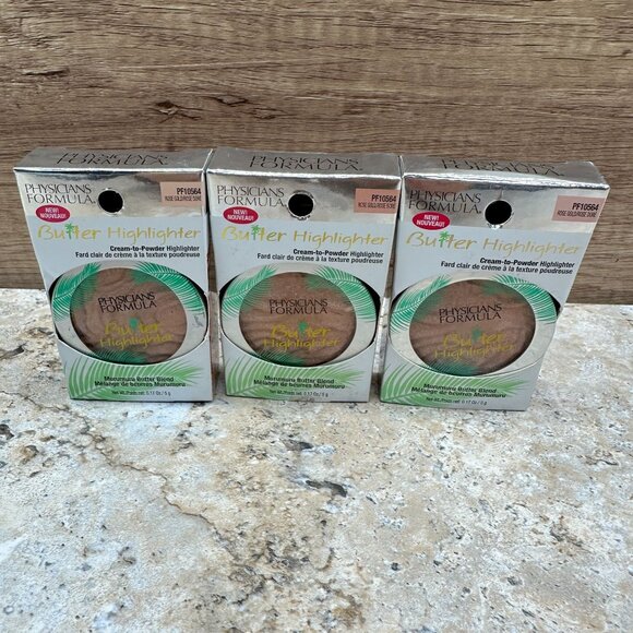 3X Physicians Formula Butter Cream To Powder Highlighter PF10564 Rose Gold 5g